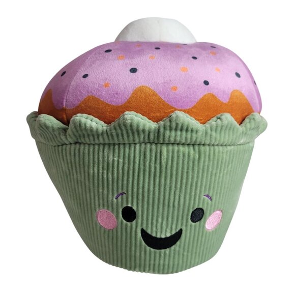 Pop! Happy Smiling Cupcake Plush Green Pink Spooky Eye On Top Ribbed NWOT - Picture 1 of 10